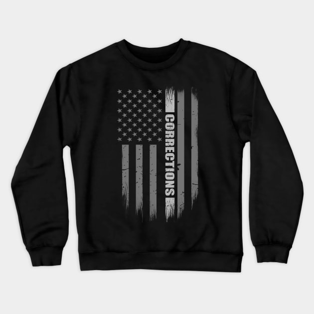 Thin Silver Line Flag Correctional Officer Crewneck Sweatshirt by bluelinemotivation